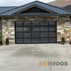 9x8 9x7 16x7 Modern Sectional Overhead Full View Aluminum Tempered Glass Panel Garage Door for Villa with Thermal Insulation