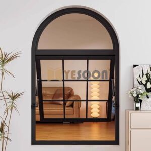 French Retro Swing Aluminum Alloy Soundproof Vertical Opening Window for Bedroom Bathroom Living Room Balcony Small Window
