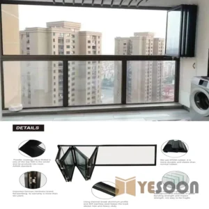 Modern Design Space Saving Aluminium Tempered Glass Bi-Folding Windows Horizontal Folding Window