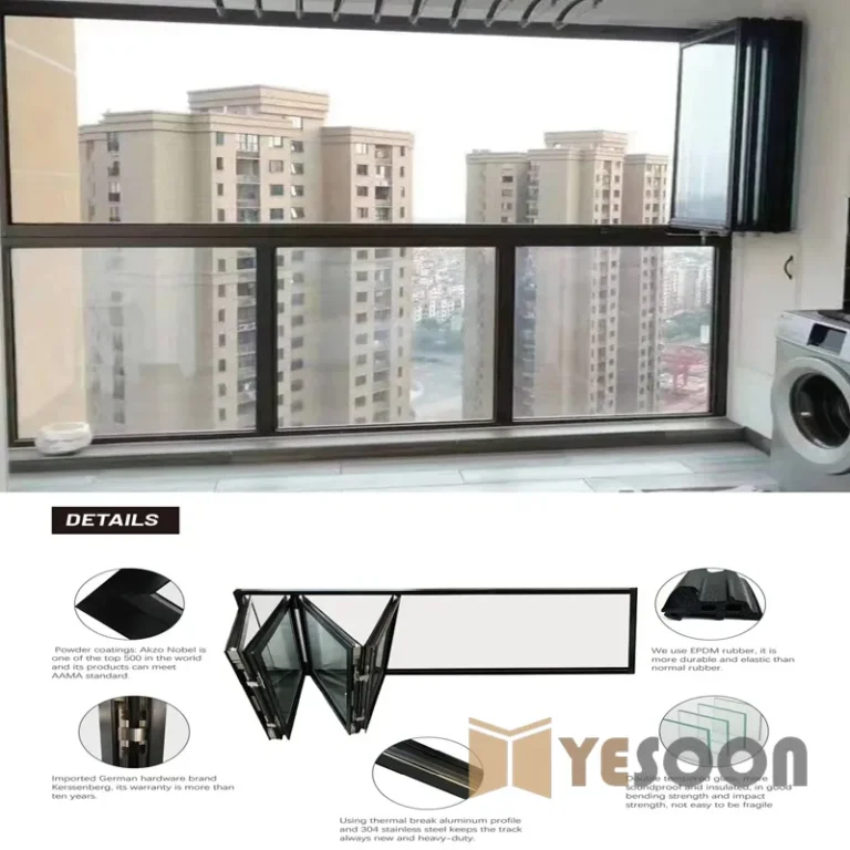 Modern Design Space Saving Aluminium Tempered Glass Bi-Folding Windows Horizontal Folding Window - View 1 - Aluminium door...