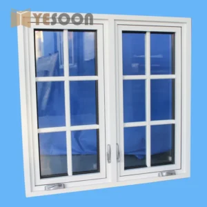 NOA-Certified Double-Glazed Hurricane-Resistant Casement Windows – White Aluminum Flat Design for Building Use