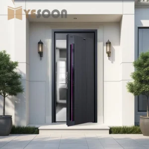 Modern Aluminum Alloy Security Main Entrance Door with Fireproof & Sound Insulation, Smart Access System