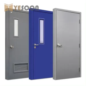 Custom Modern Stainless Steel Fire Door with Louvered Vent & Vision Window – Push-Pull Fire Safety Door