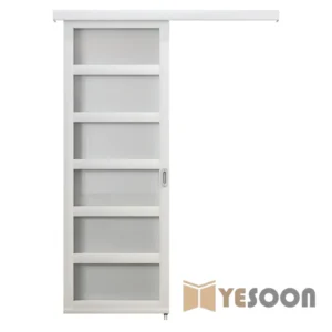 Modern PVC Sliding Barn Door with Frosted Glass for Interior Spaces